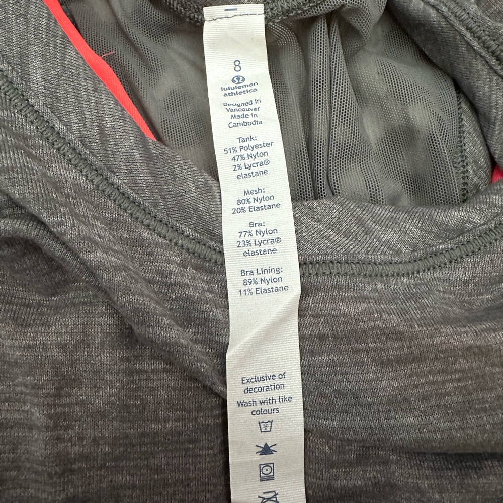 Lululemon Work The Circuit Tank in Heather Slate Gray Electric Coral Size 8 - Picture 7 of 17